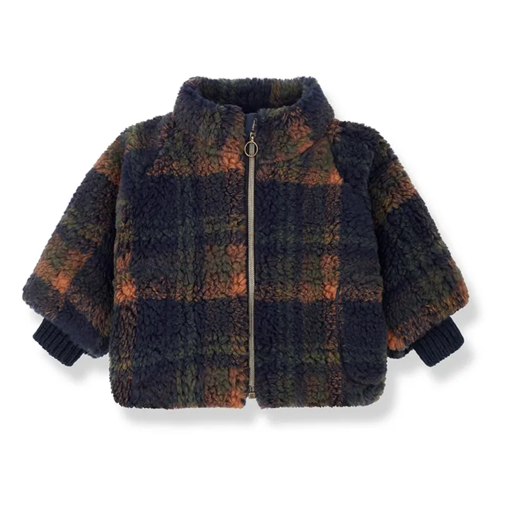 1+ in the family Veste Façon Fourrure Carreaux Epi | Bleu marine