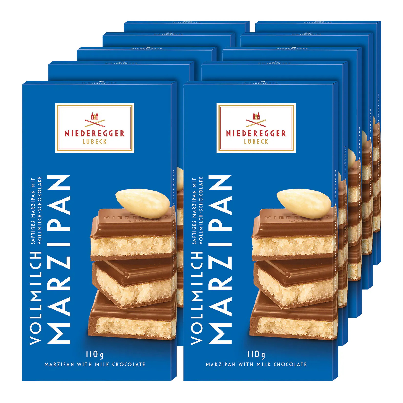 Niederegger Marzipan Vollmilch Schokolade 110 g, 10er Pack
