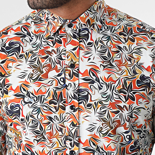 Chemise Manches Longues Blanc Orange