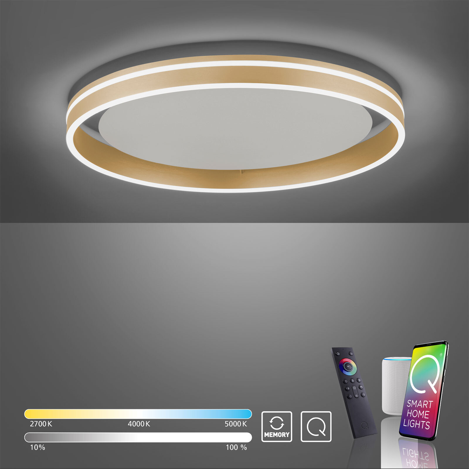 Paul Neuhaus LED Deckenlampe Q-VITO 59 cm messingfarbig