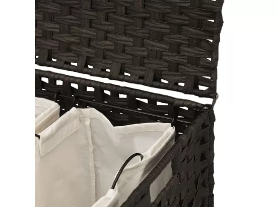 Panier à linge avec roulettes marron foncé 66x35x60