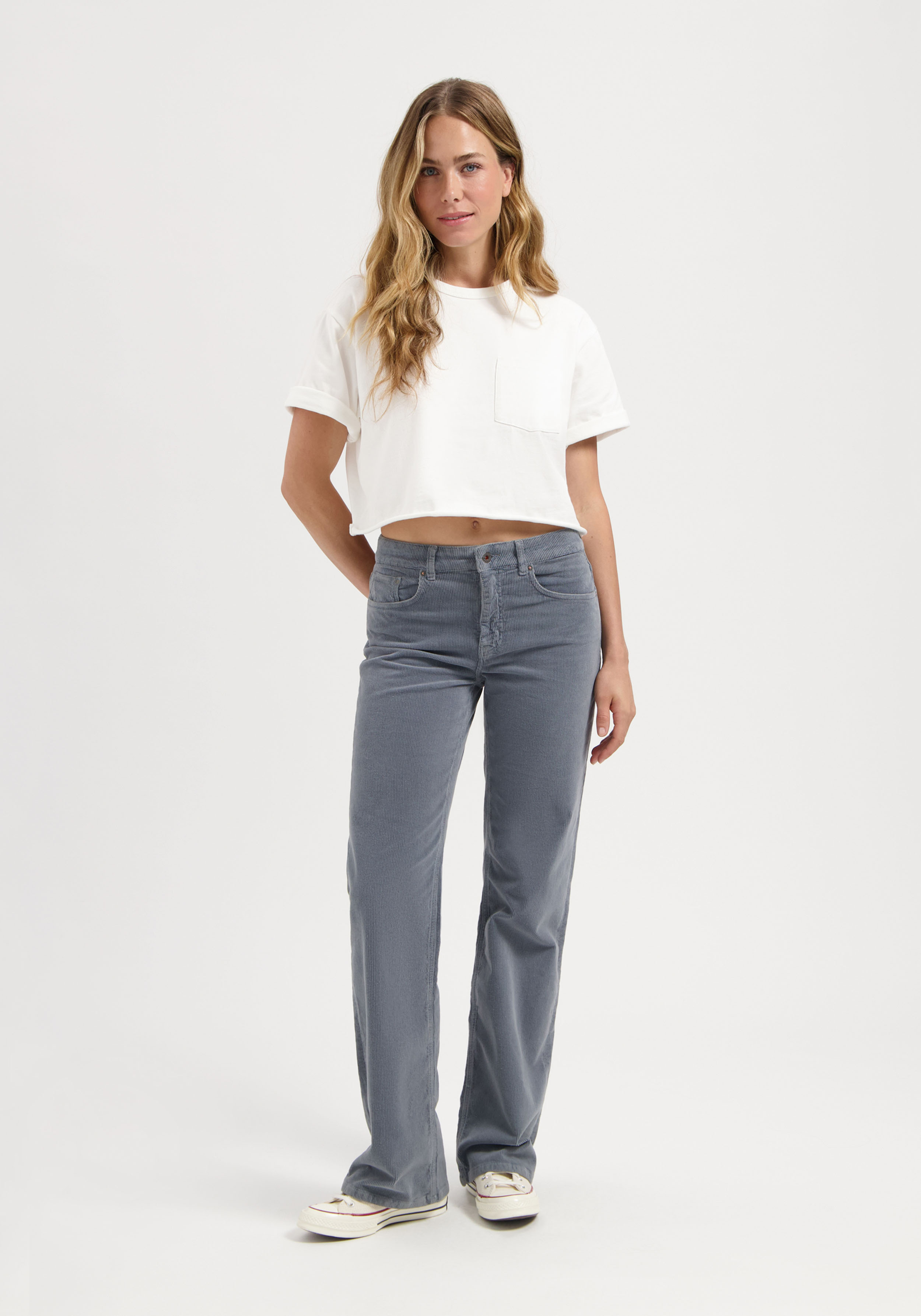 Kuyichi Cord-Hose Lena Loose Corduroy Cloud Blue