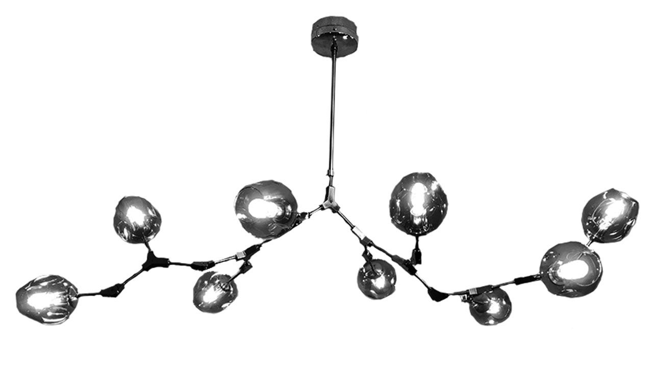 Plafondlamp zwart 9-lichts Cas B120 x D80 cm