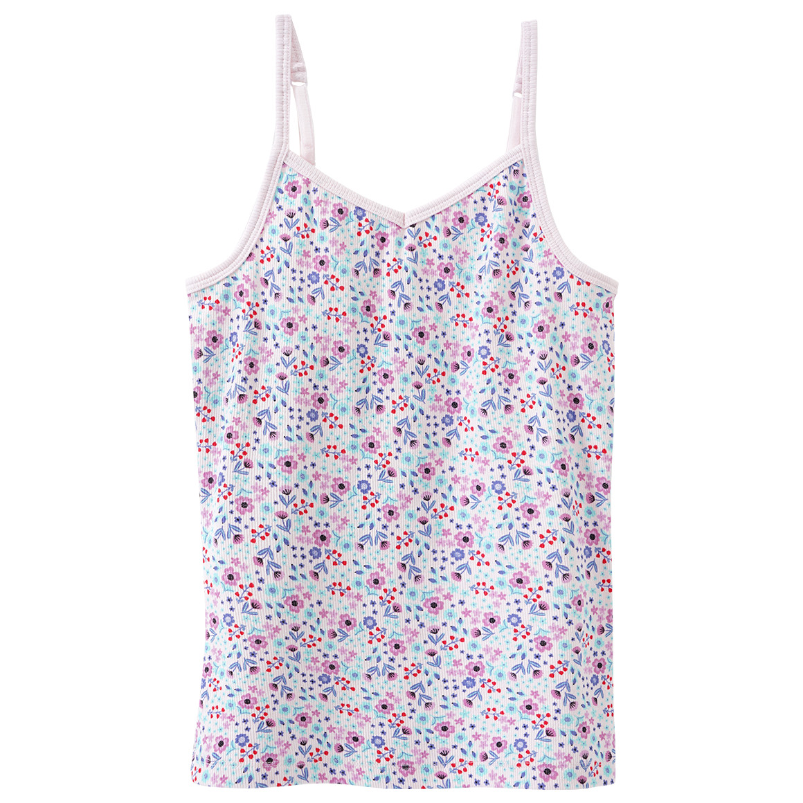 Famy 3 Mädchen Unterhemden mit Rippstruktur rosa / zartrosa / blau