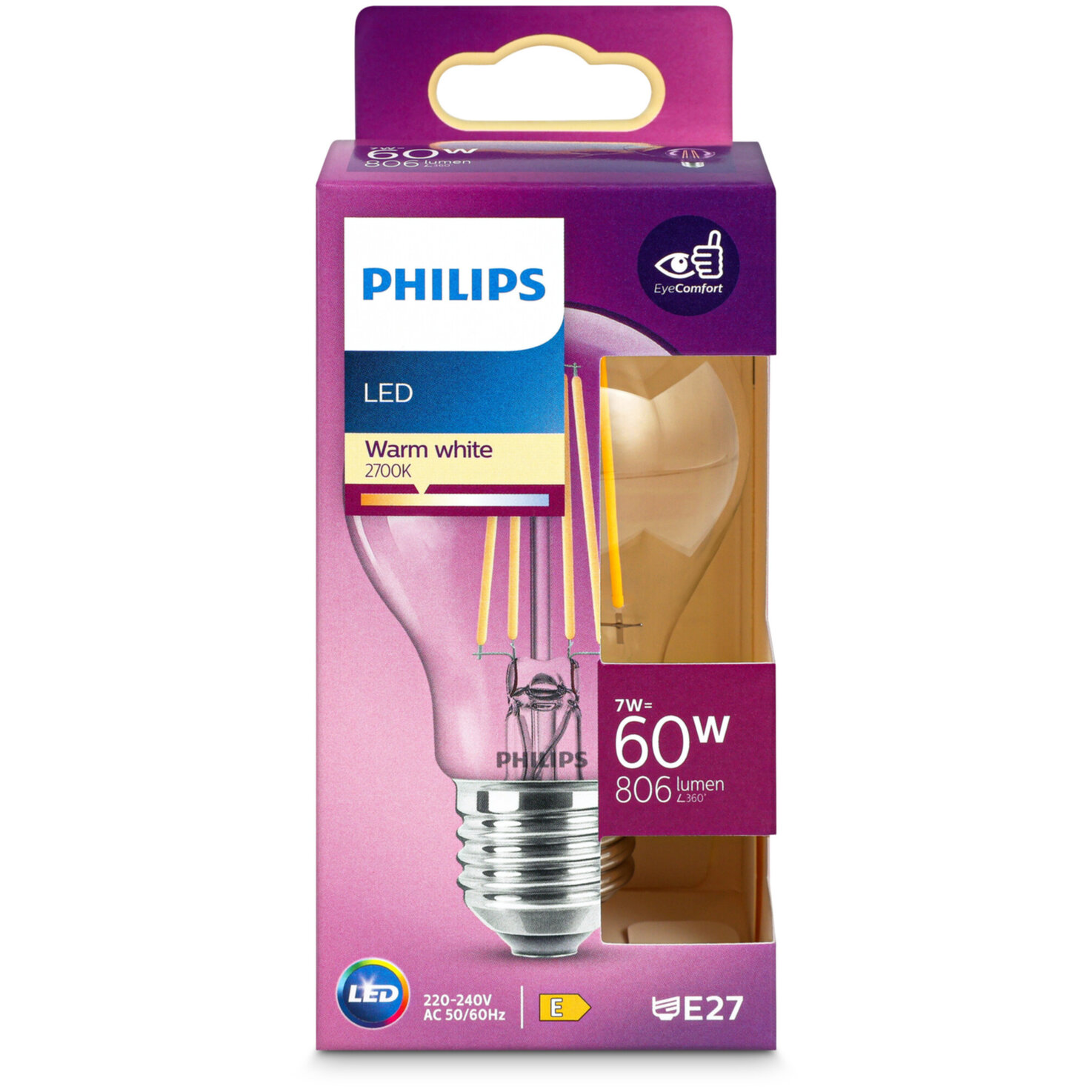 Philips LED-Kolben E27 warmweiss 7 W