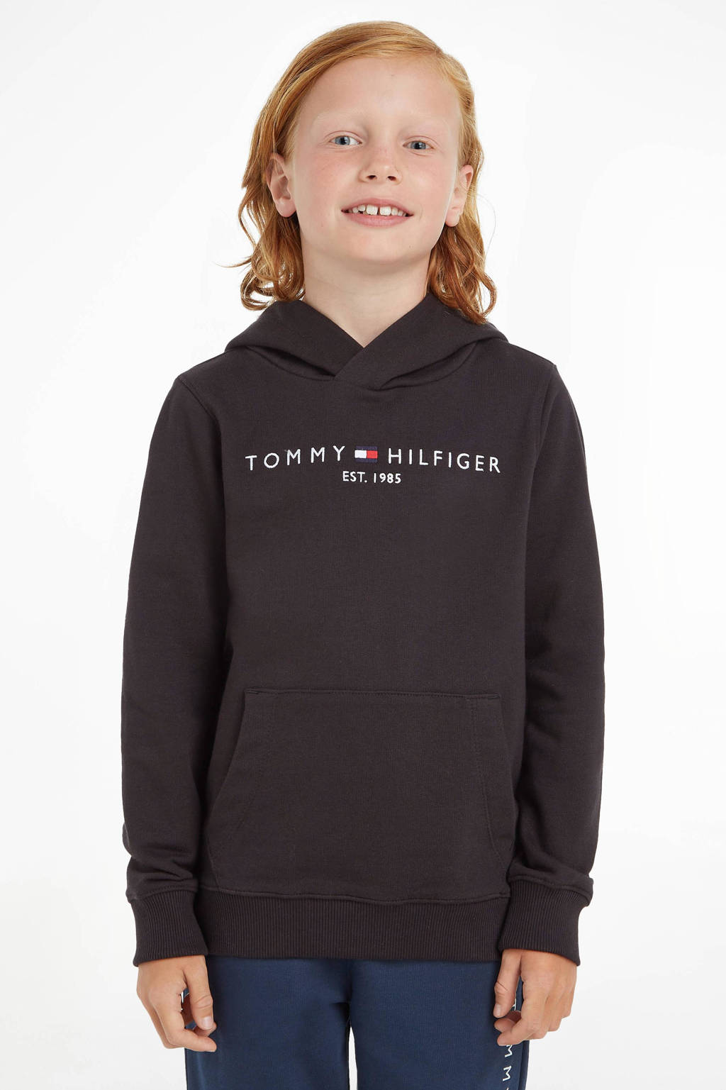 Tommy Hilfiger unisex hoodie met logo zwart