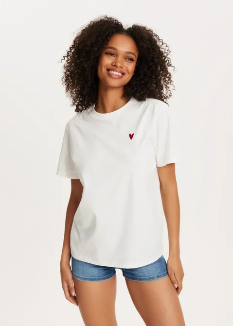 T-shirt met print coffee ticket wit (WIT)