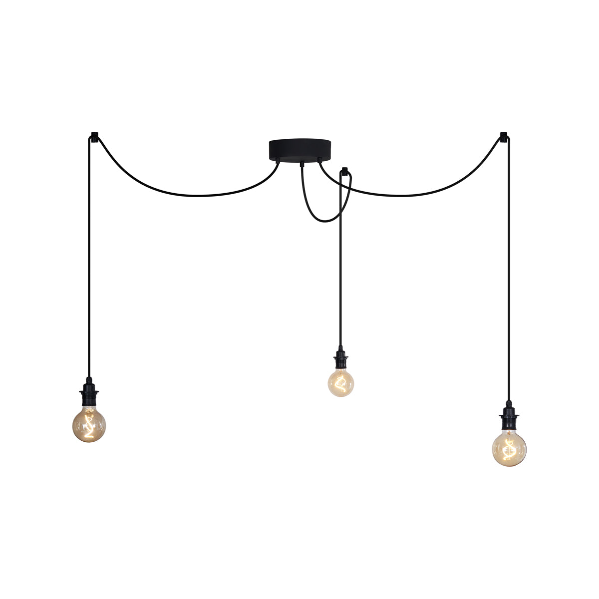 QAZQA Buiten hanglamp zwart 3-lichts IP44 - Cava