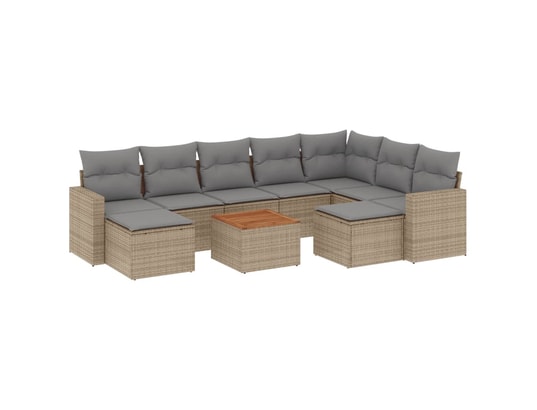 VIDAXL - Salon extérieur Salon de jardin et coussins 10 pcs mélange beige résine tres...
