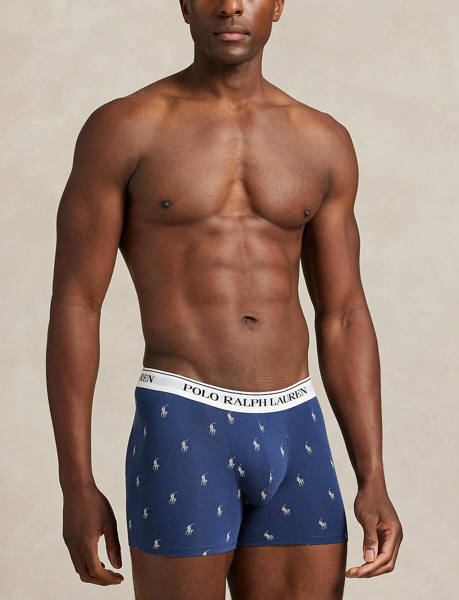 POLO RALPH LAUREN<br>Conjunto de 3 cuecas boxer longas e lisas