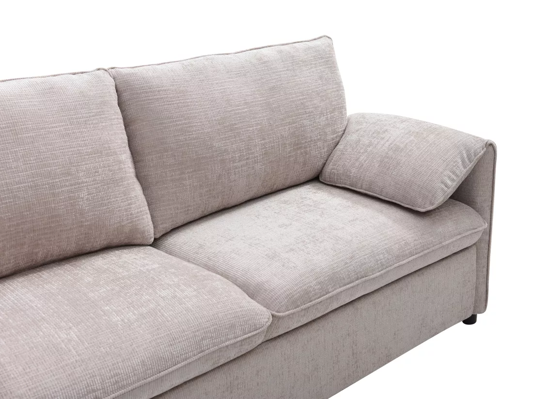 Canapé 3 places convertible en tissu texturé beige ALPARETO