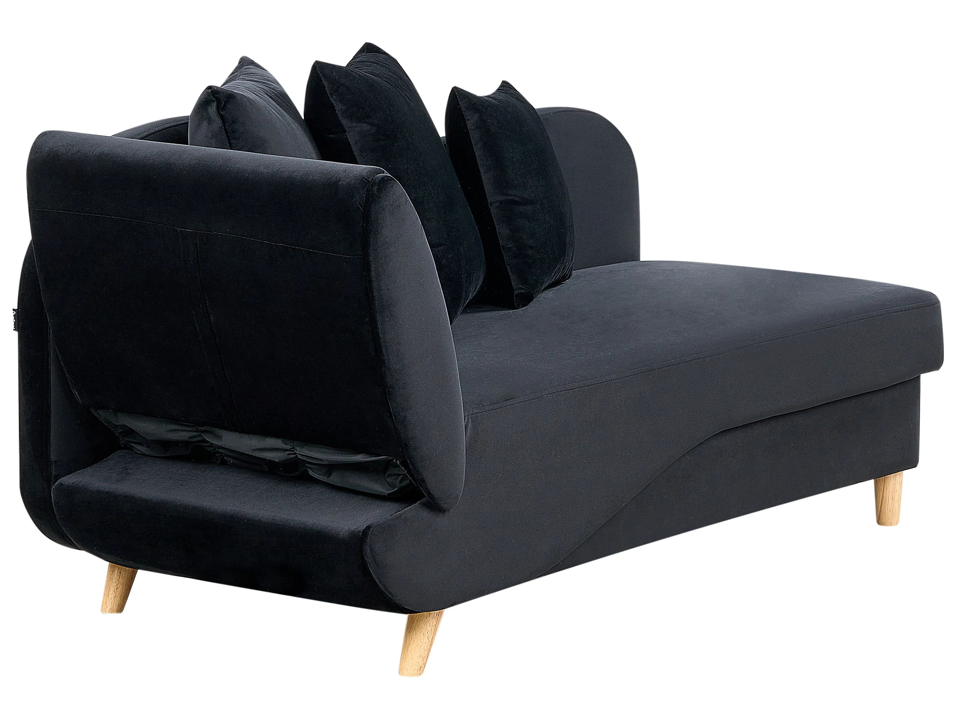 Linkszijdige chaise longue MERI Fluweel Zwart met opbergruimte