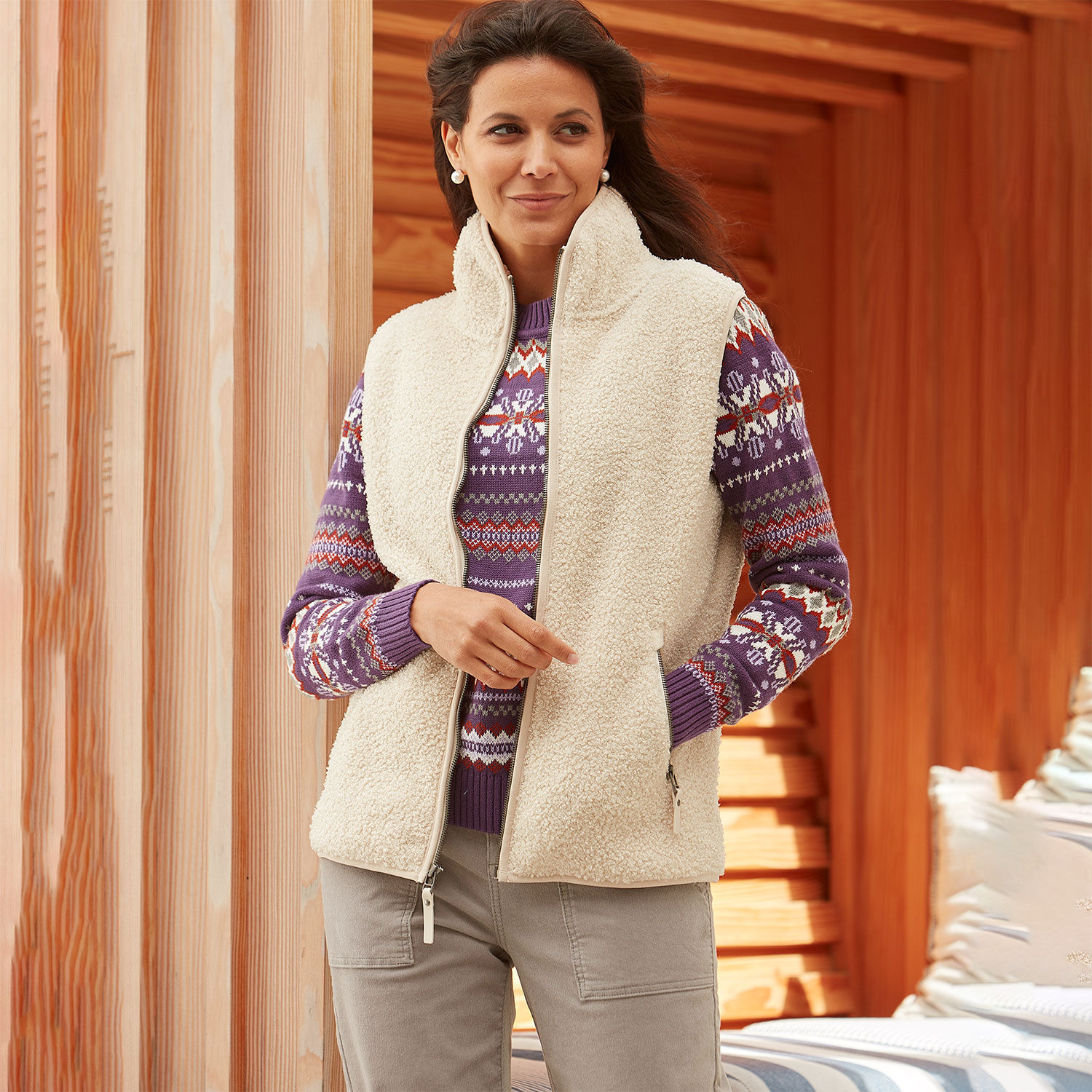 Sherpa Fleece Gilet Damen wärmende Qualität
