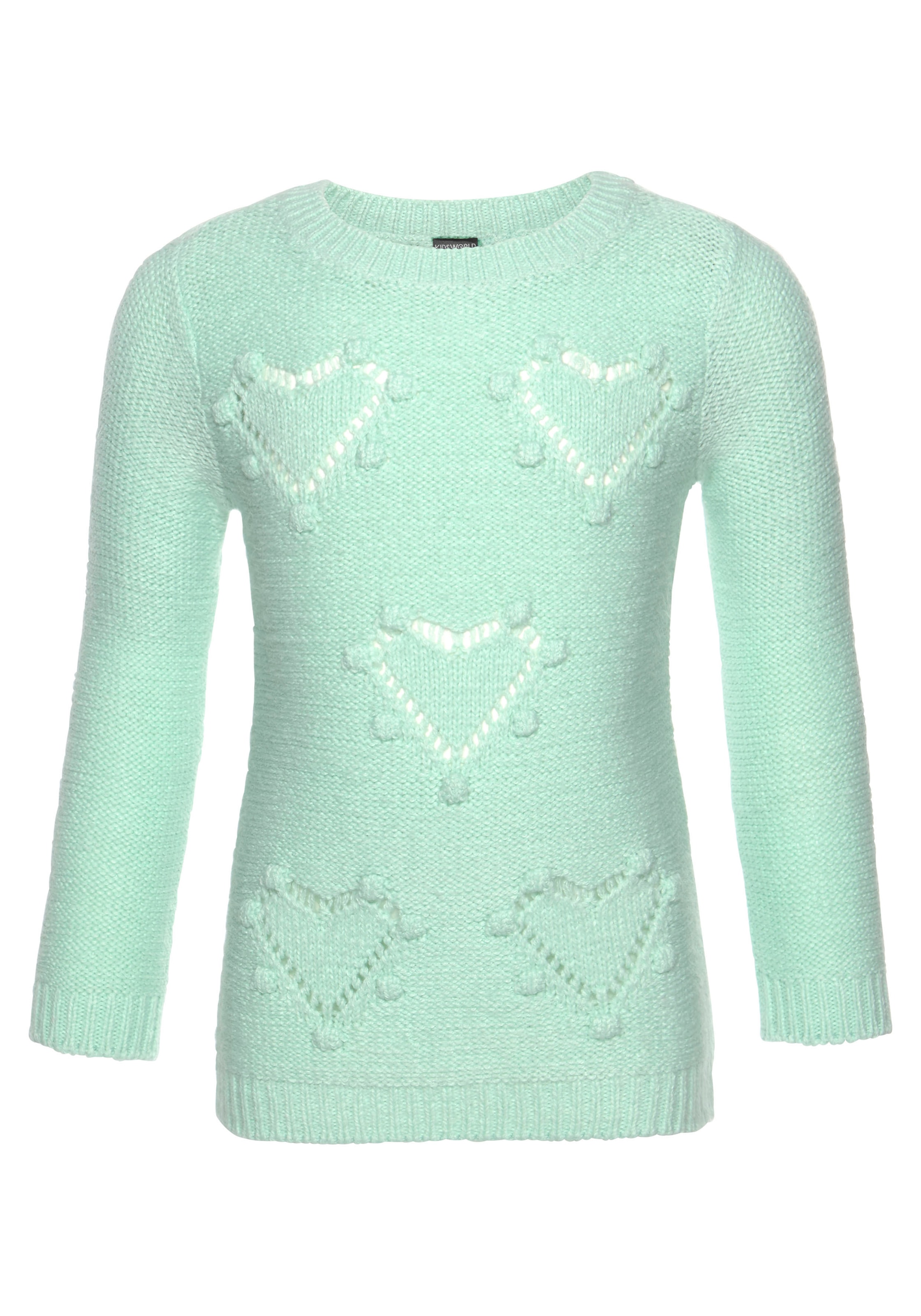 KIDSWORLD Strickpullover »Pulli für kleine Mädchen«, gestricktem Herzchenmuster