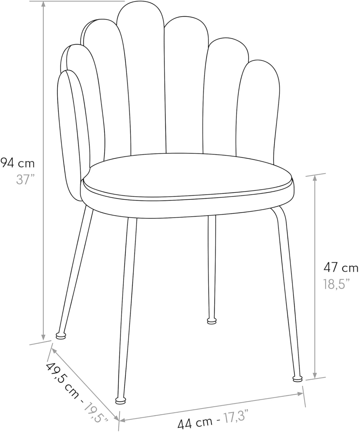 Stuhl Sissi, Set mit 4 Stühlen, Creme, Samtstühle, Küchenstühle, Esszimmerstühle, Metallbeine Gold - id_2035