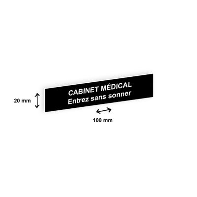 Plaque boîte à lettres personnalisée avec votre texte - 100 x 20 mm - noire - adhésivée prête à poser