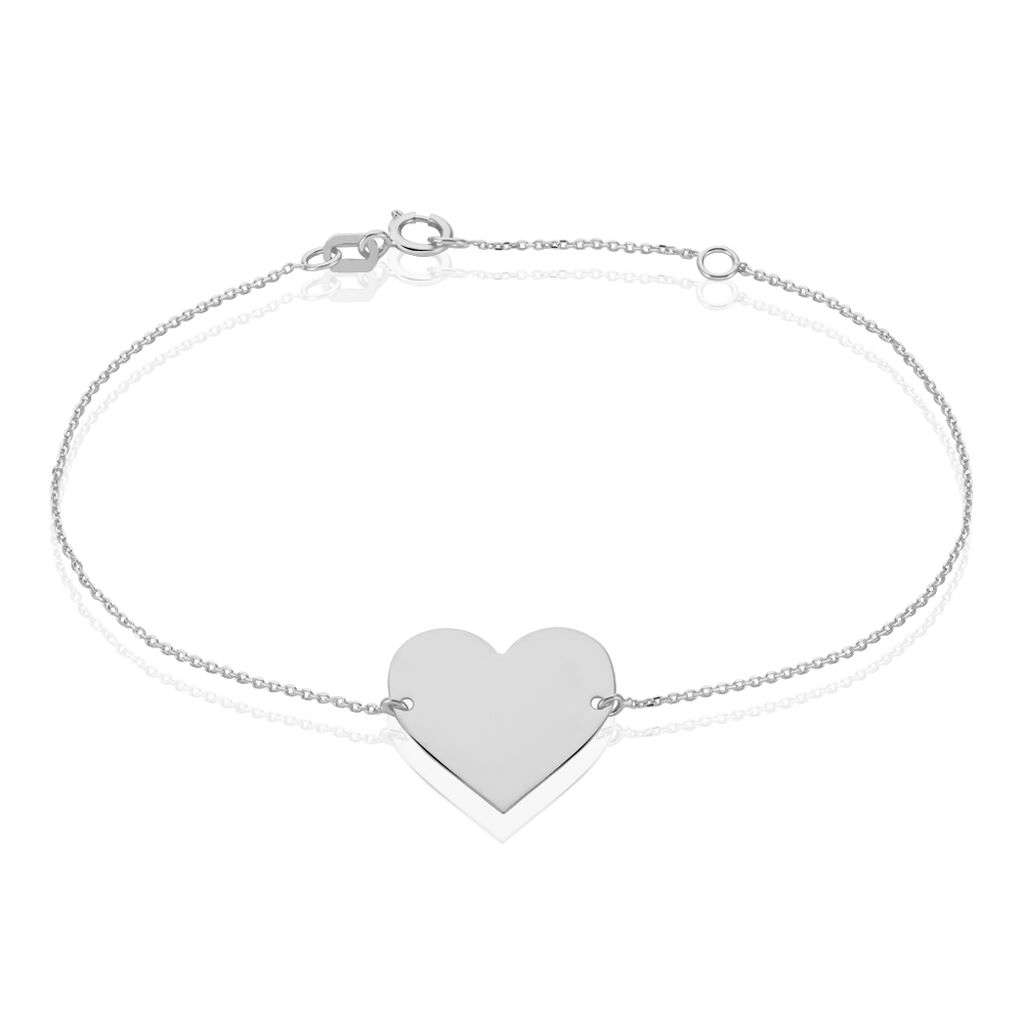 Bracelet Coeur Gravable Or Blanc