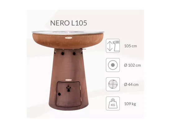 Barbecue brasero en acier Nero Hauteur 105 cm Diamètre 102 cm