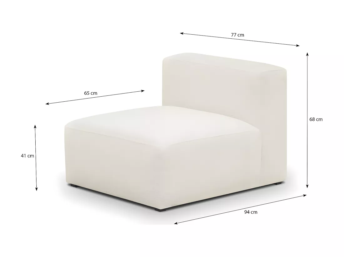 Chauffeuse sans accoudoirs modulable en tissu bouclette écru - Modulo