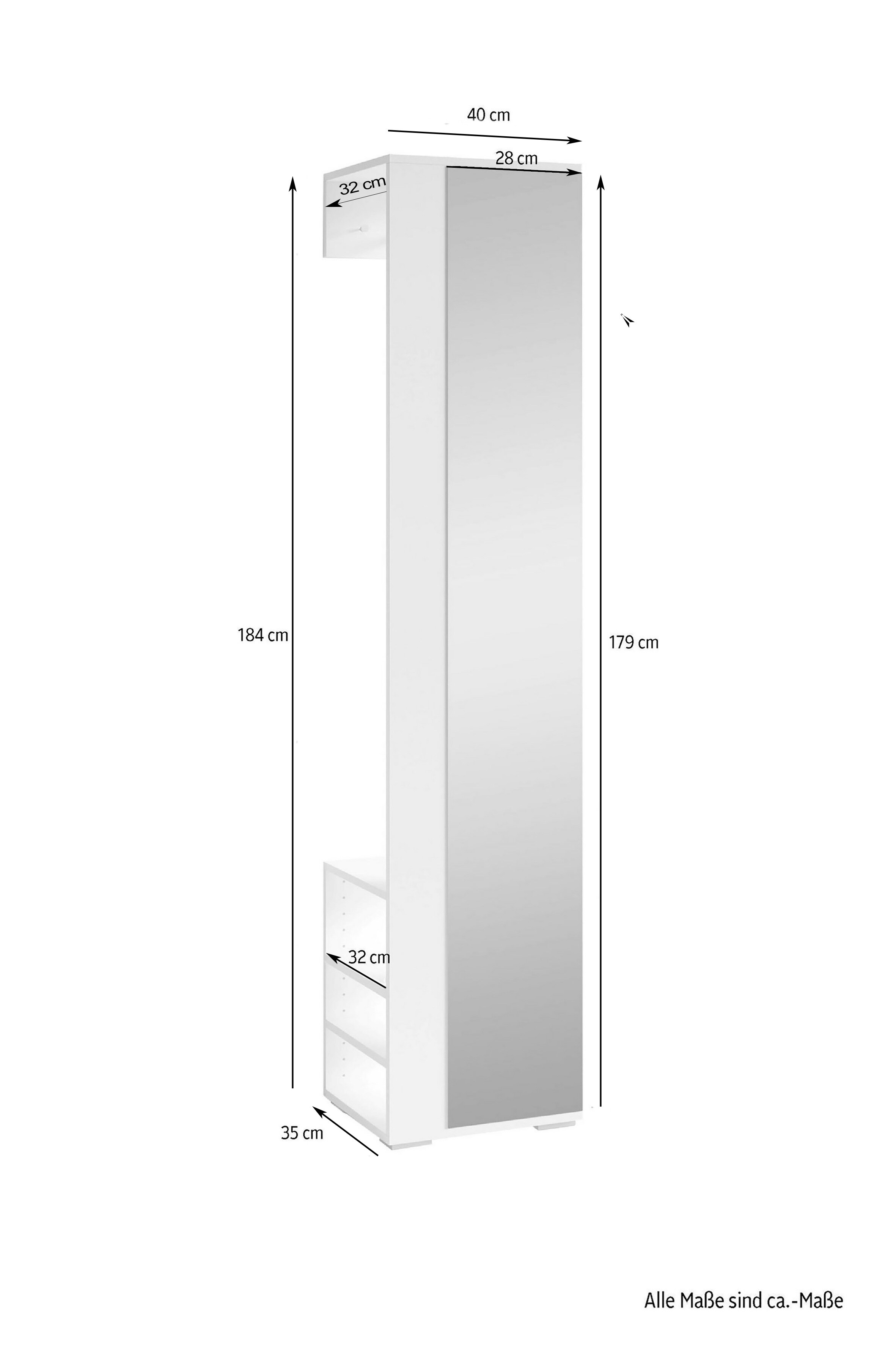 byLIVING Garderobe BEN, Breite 40 cm, Artisan Eiche (Eiche-Optik), Kleiderstange