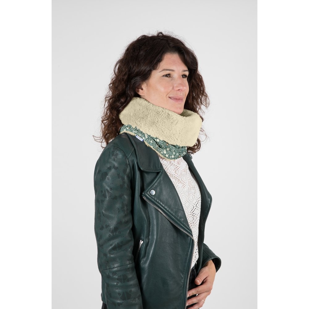 Echarpe Tube Adulte Fleuri Kaki