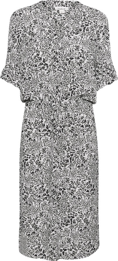 Soaked in Luxury SLZaya Dress Black and white ditsy print
