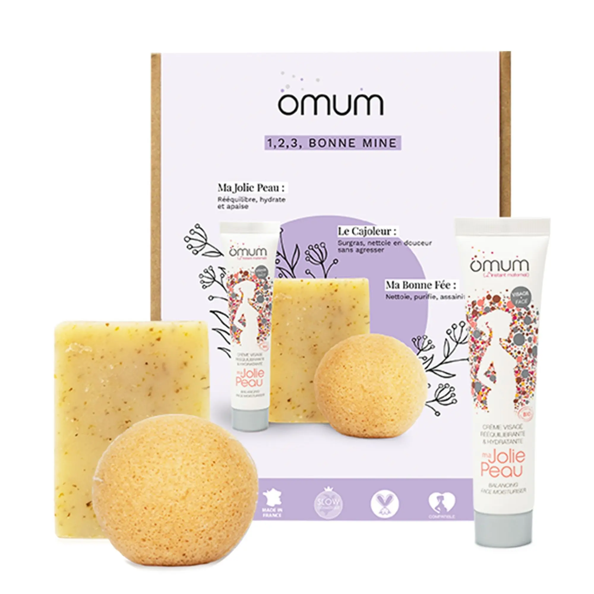 Omum - Coffret 1 2 3 Bonne Mine Coffret soin visage BIO 3 soins - Femme