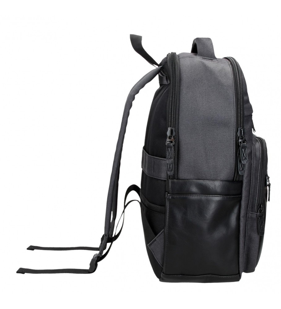 Mochila para laptop Pepe Jeans Grays com dois compartimentos, preta.