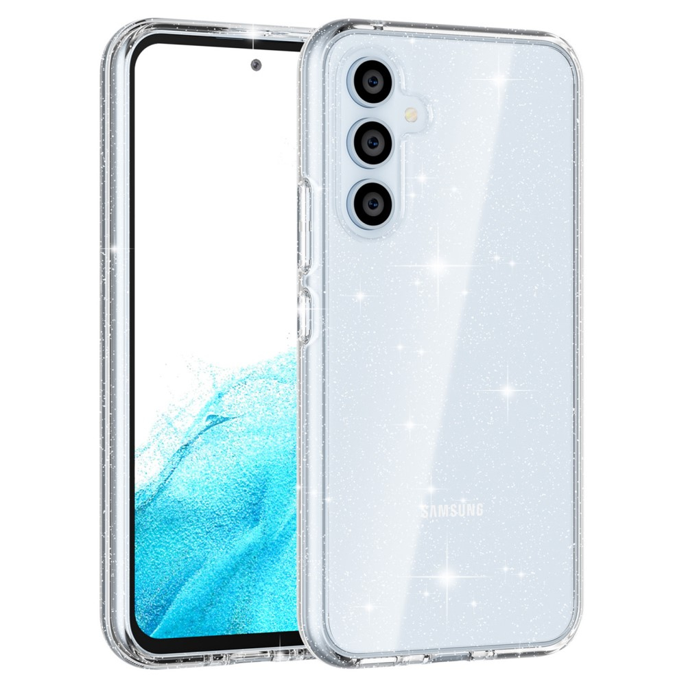 Samsung Galaxy A54 5G Hybrid Hardcase Schutzhülle im Glitzer Design - Silber / Transparent