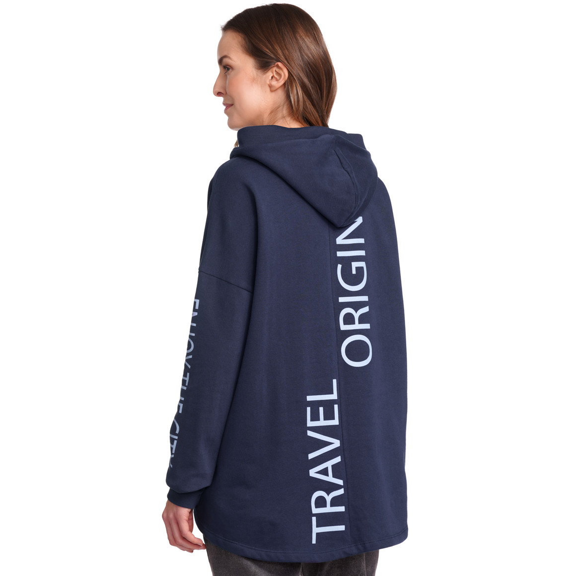 Gina Damen Hoodie mit Message-Print dunkelblau