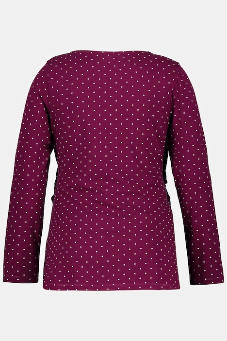 Bellieva-Wickelshirt, Punkte, V-Ausschnitt, Langarm, GOTS