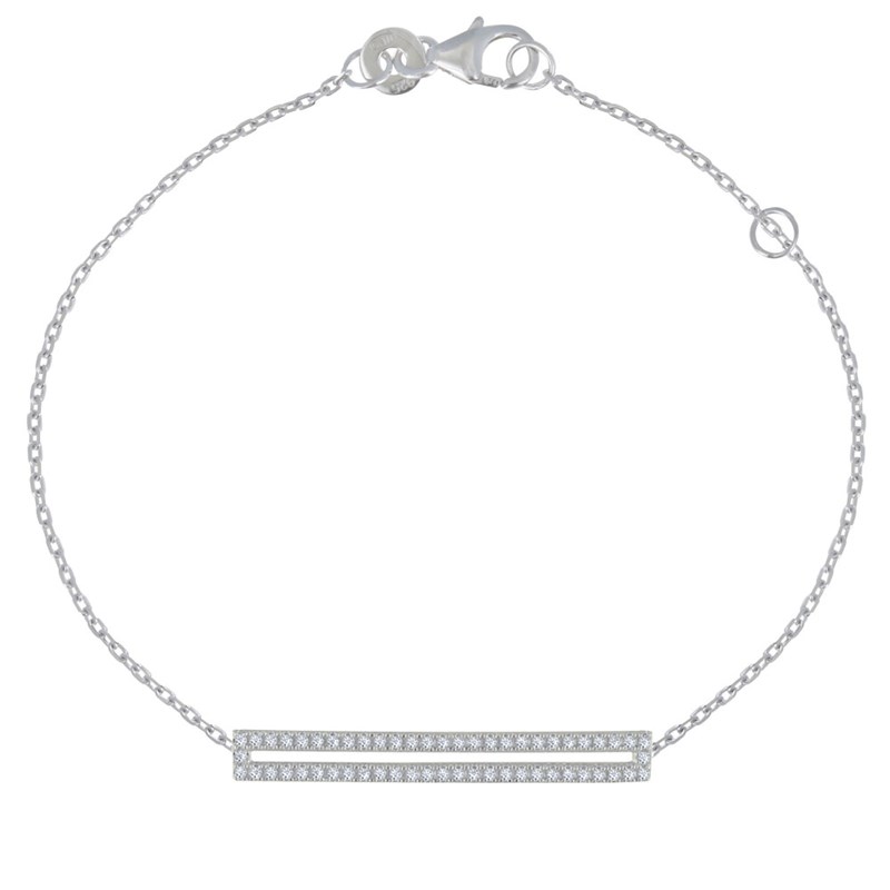 Bracelet Argent Rhodié Rectangle Ajouré de Strass