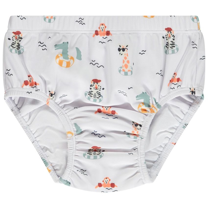 Culotte de bain imprimé animaux nageurs pour bébé garçon - Blanc