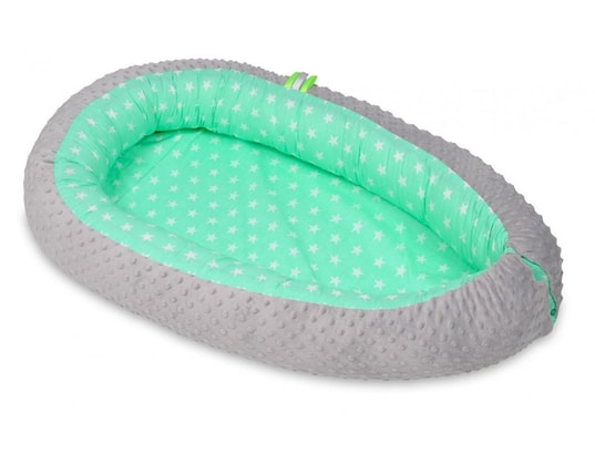 VELINDA - Gigoteuse cocon etoiles blanches sur fond bleu menthe ? gris