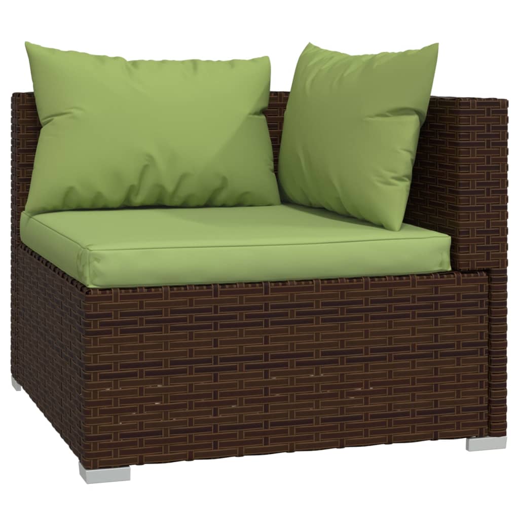 Salon de jardin meuble d'extérieur ensemble de mobilier 5 pièces avec coussins résine tressée marron