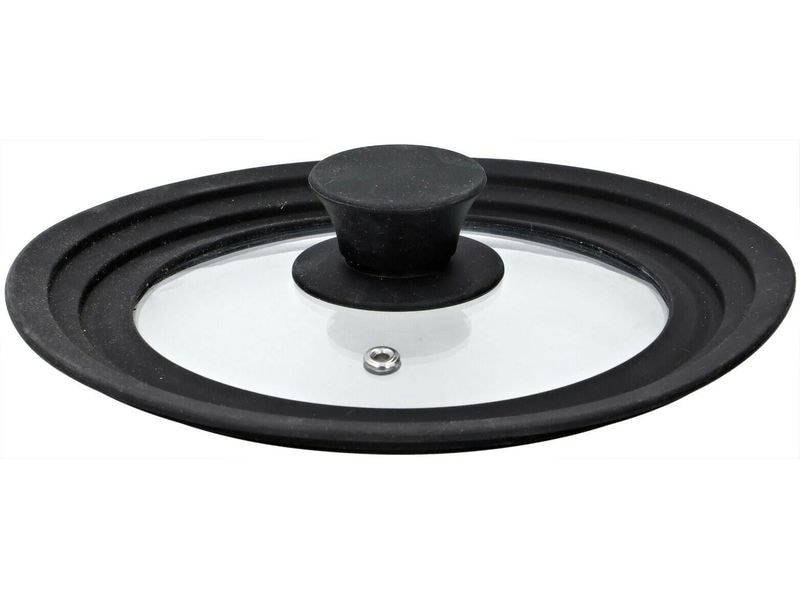alpina Pfannendeckel mit Silikonrand 16 cm/18 cm/20 cm Universal-Glasdeckel mit Silikonrand für Pfannen und Töpfe