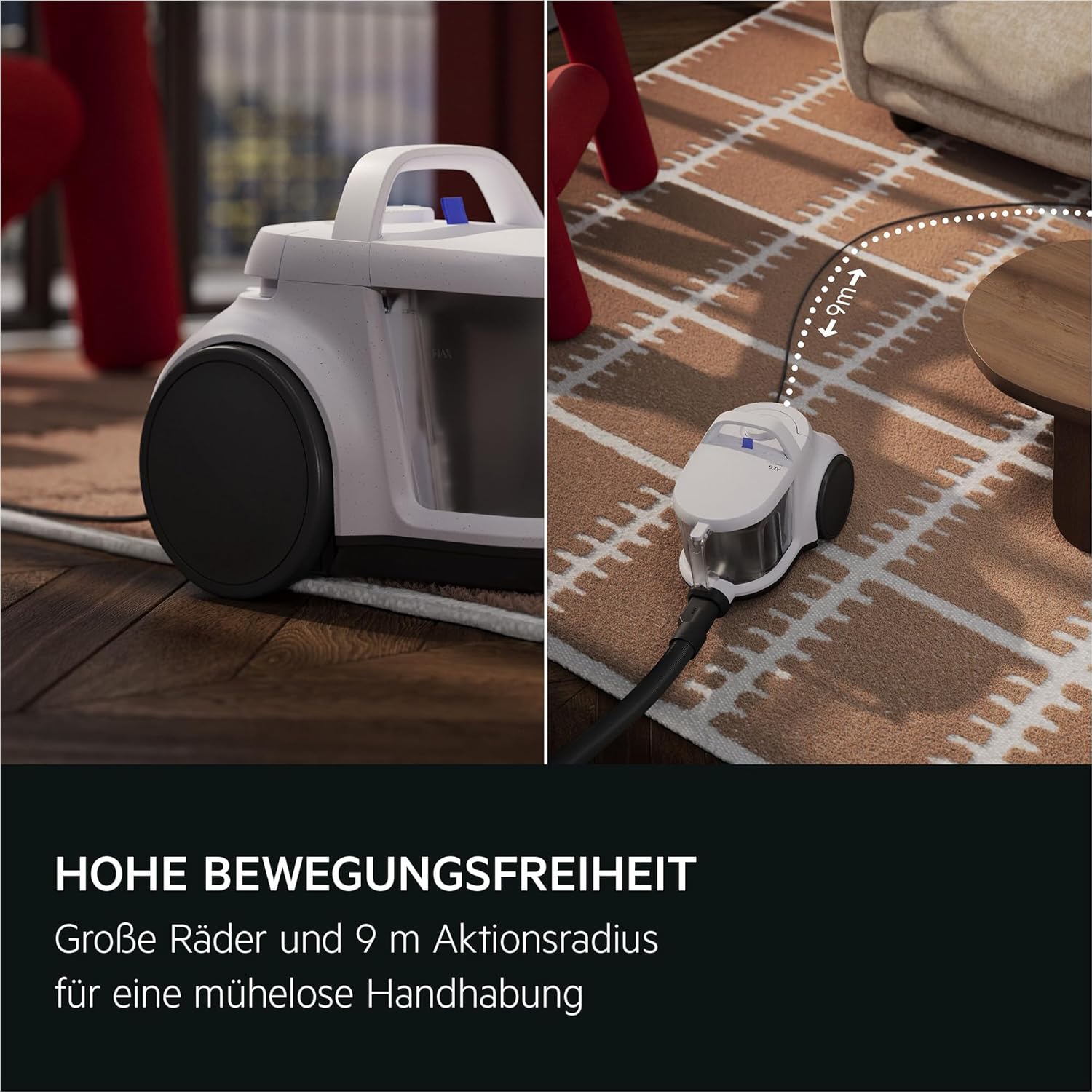 AEG CLEAN 5000 Staubsauger Beutellos, Bodenstaubsauger für alle Bodenbeläge, Zubehör, 1000 Watt, 9m Aktionsradius, 2l Staubbehälter, 60% Recyclingmaterial, Waschbarer HEPA-Filter, Dunkelrot, AL51C1DRF