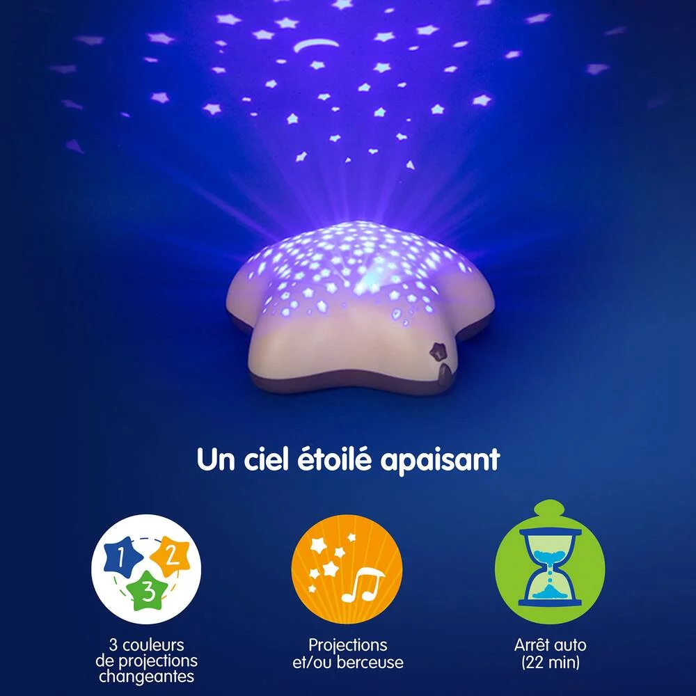 PROJECTEUR MUSICAL D'ETOILES BEIGE DANS LES BOIS