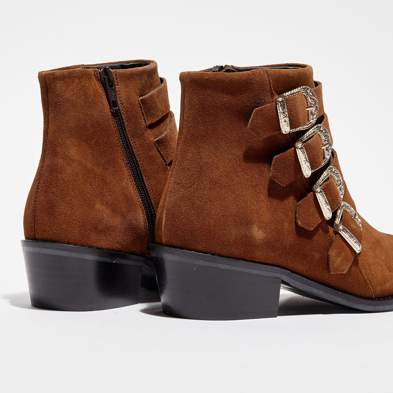 Anaki Bottines en Velours de Cuir Cathia cigare