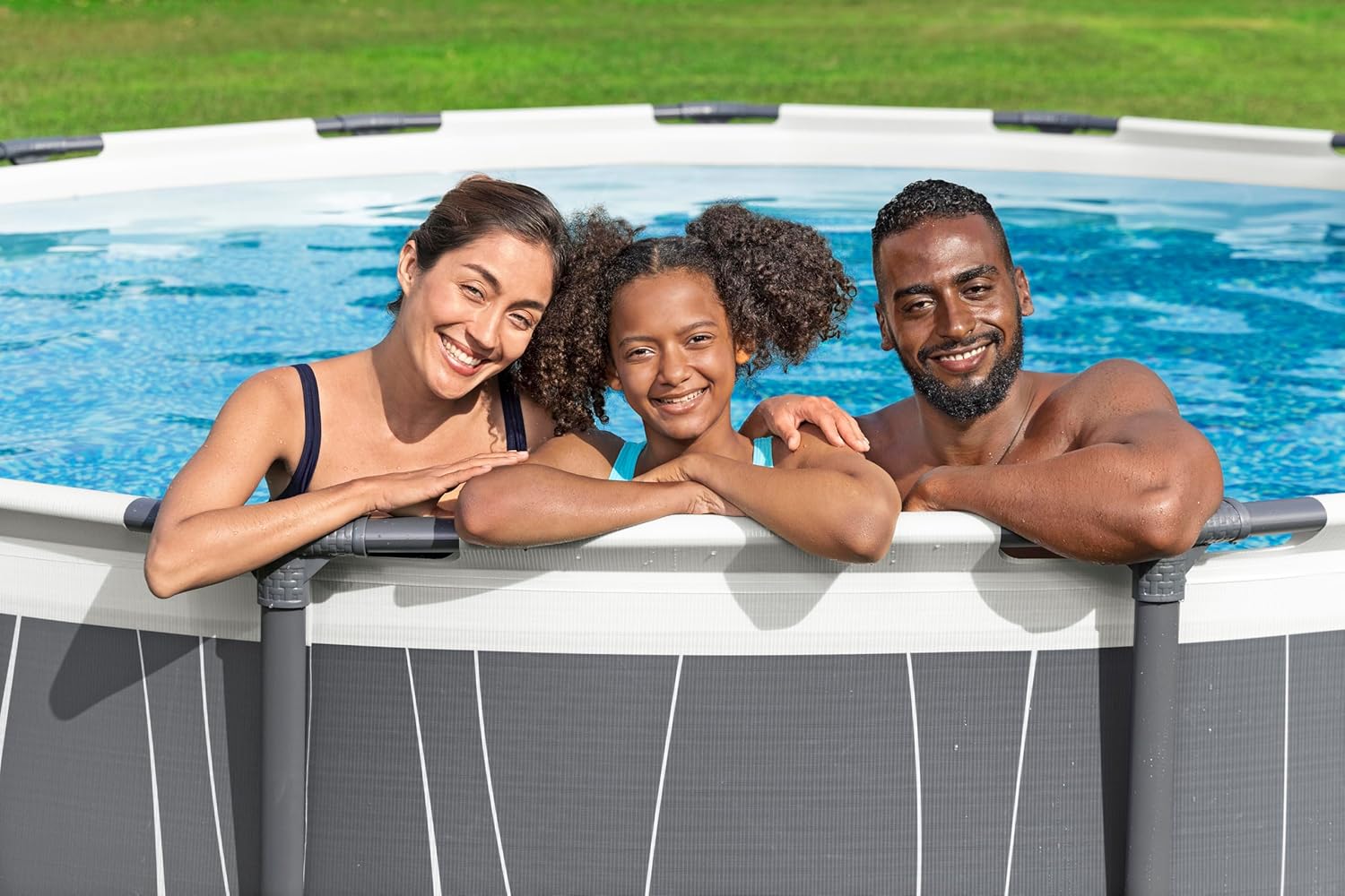 Bestway Steel Pro MAX Frame Pool Komplett-Set mit Filterpumpe Ø 457 x 107 cm, LED-Design, rund