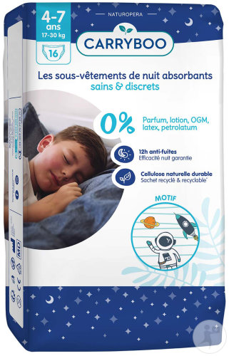 Carryboo Protections Énurésie Dermo-Sensitives Garçons 4 À 7 Ans Pièces 16