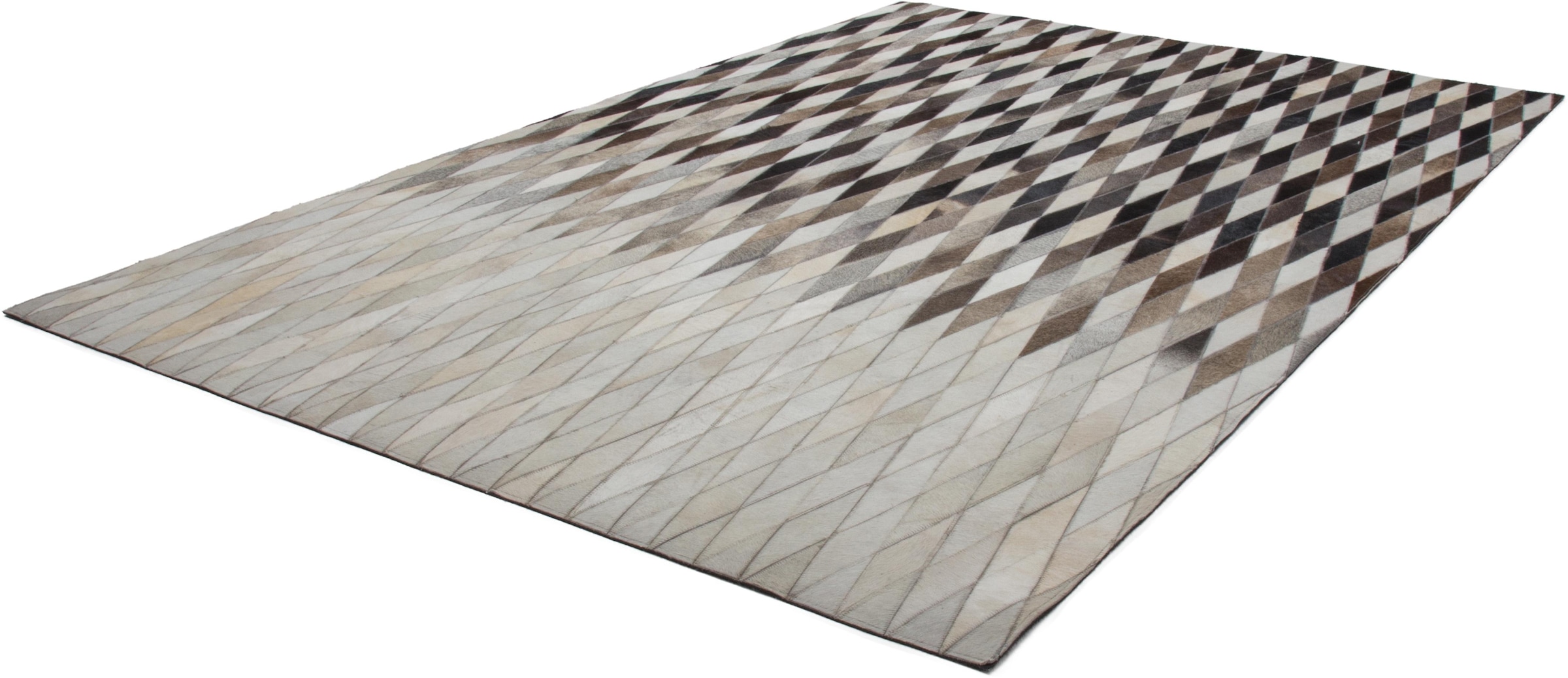 Kayoom Fellteppich »Lavish 510« rechteckig 8 mm Höhe Patchwork-echtes Leder-Fell, Wohnzimmer
