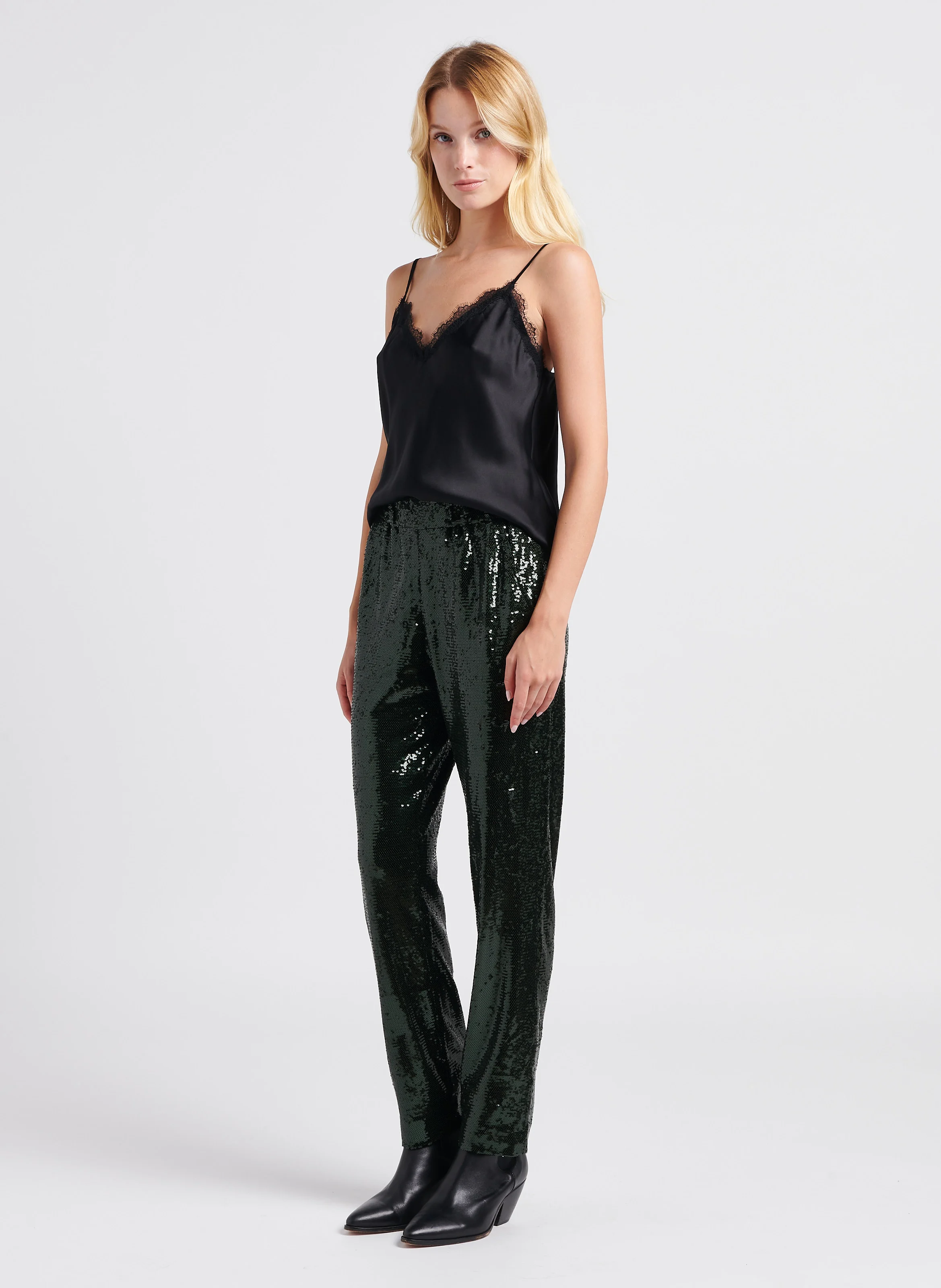 MINDY - Caraco dentelle en soie | Noir