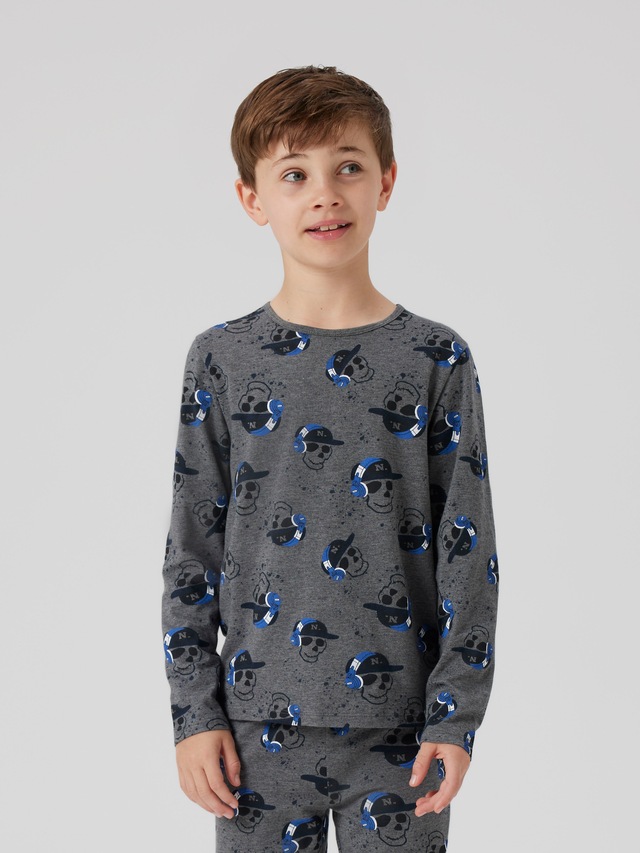 Name It Pyjama »NKMNIGHTSET DARK GREY MEL SKULL NOOS« Set, 2 Stk. tlg.,