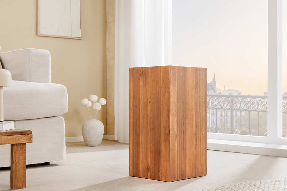 Massivholz Dekosäule COLUMNA 50cm braun Akazie Beistelltisch