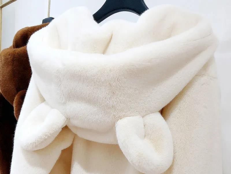 Acoustic Rain - Effen Bear Ear Hood Imitatiebont Ritsjack