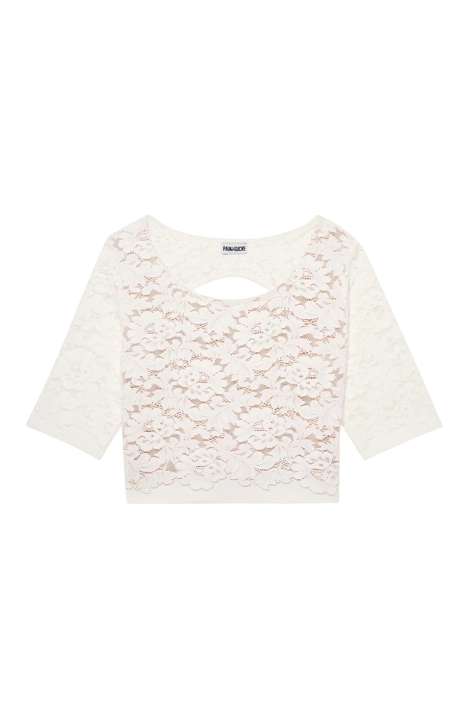 kalliope Crop-top dos nu écume en dentelle Ecume