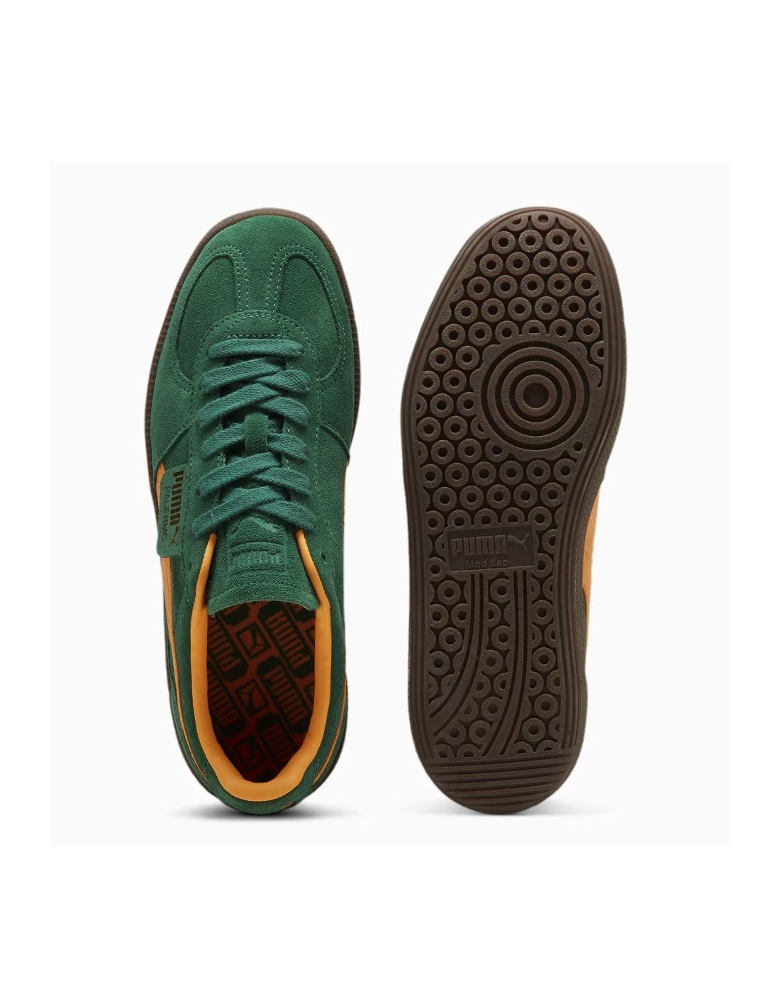 puma Sneakers Femme Palermo Vert/Orange Daim