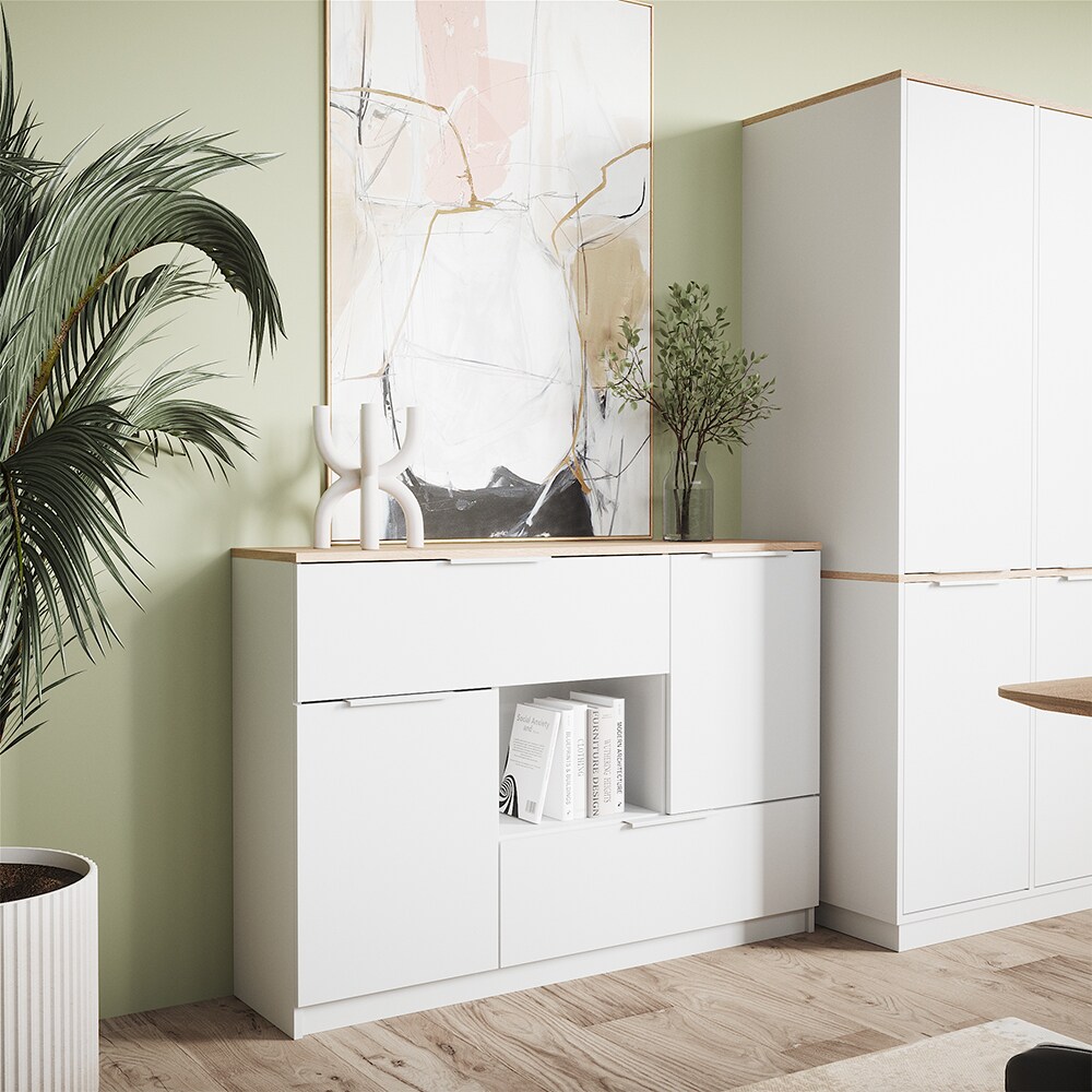 Vicco Sideboard Betti Weiß Sonoma 120 x 84 cm 2 Türen 2 Schubladen 1 Fach