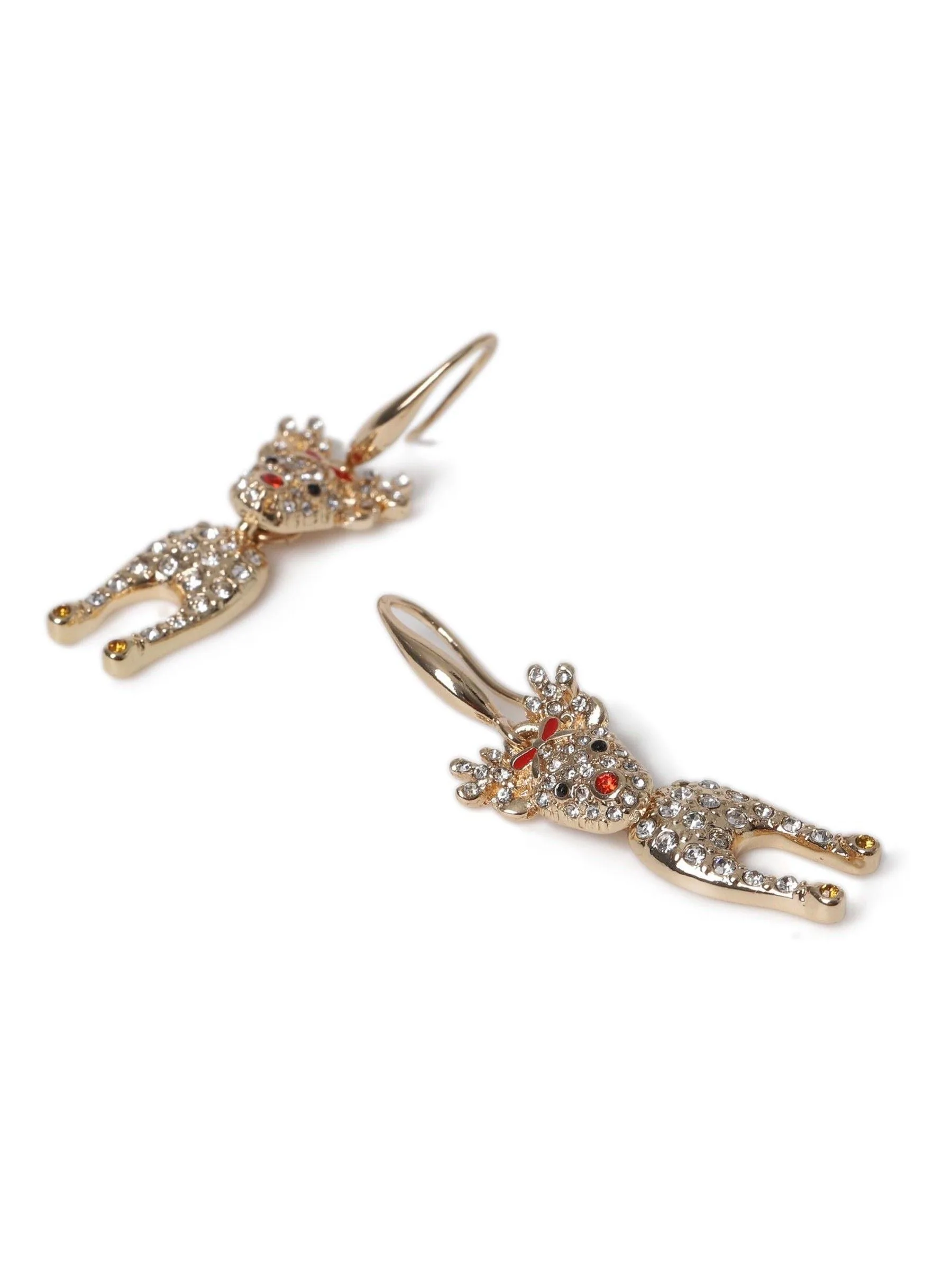 Aela Gold Tone Christmas Reindeer Drop Earrings